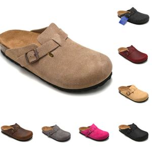 Sandals Boston Oiled Leather Bag Head Pull Cork Suede Designer Slides Autumn Winter Loafers Shoes Classic Tan Brown Black Fashion Luxurys trend 32990ess