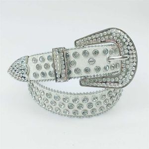 32% DI SCONTO Designer di cinture Nuova palla bianca lucida da uomo tempestata di diamanti Cintura da donna con paillettes testa punk