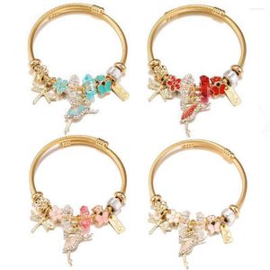 Charm Bracelets High Quality Gold Plated Stainless Steel Ballet Girl Large Hole DIY Bracelet For Women