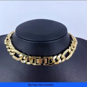 hip hop necklace for mens gold chain iced out cuban chains Bracelet 12mm splicing smooth and simple hiphop for men and women
