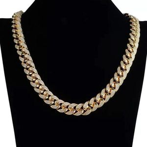 Homem hip hop Big Gold Gold Colar Gold de alta qualidade Copper Micro-Inserts Diamante branco Miami Chain Chain colar