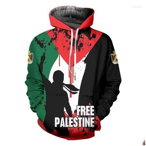 Herren Hoodies Sweatshirts Herren Hoodies Ifpd Palästina Flagge Gedruckt 3D Hoodie Sweatshirts Fight For Keep Peace Casual Plover Streetwe Dhfob