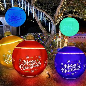 Led Rave Toy 60CM Palla natalizia gonfiabile decorata in PVC Gigante luminoso a LED Palline luminose Decorazioni per alberi all'aperto Puntelli per feste 231123