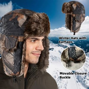 Trapper Hats Mens Winter Trooper Earflap Warm Russian Hat Waterproof Ski Bomber Cap Unisex Ear Protectors 231122