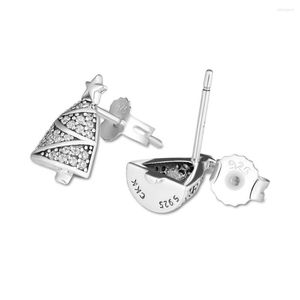 Studörhängen blinkande julgran örhänge med tydlig CZ 925 Sterling-silver-jewelry