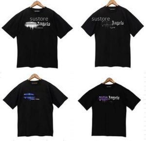 Homens camisetas Mens T-shirt Graffiti Palms Palmangel City Designer Limited Inkjet Letter Printing Mulheres Veleiro de manga curta Casual Hip Hop Camisetas