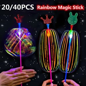 LED SwordsGuns 2040PCS Rainbow Magic Stick Wand Bubble Flower Colorful Luminous Toy Flashing Kid Birthday Wedding Party 231123