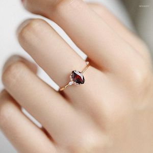 Cluster Rings Designer Creative Charm Ruby Faceted Process Opening Adjustable Ring French Light Luxury Aristocratic Lady Silver Jewelry
