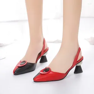 Dress Shoes Fashionable Italian Women's Color Block Sandals And Flip Flops Comfortable High Heel Party 2023