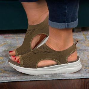 Сандалии одетые для женщин Flat Ladies Fashion Summer Mesh Platform Casual Women's Women Я люблю комфортные сандалссандры