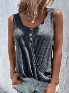 Damen Blusen Front Twist Tank Top für Frauen Sommer Casual Button Tie Cut Out Saum Ärmellos Cropped Bluse T-Shirts Tunika Tops Lose