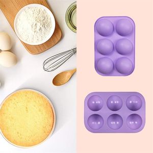 Molde de silicone redondo com 6 buracos para chocolate, semiesfera, moldes de cozimento para sobremesa, faça você mesmo, domo de gelatina, mousse