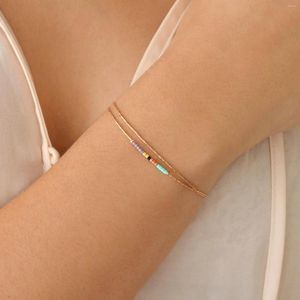 Charmarmband shinus handgjorda anpassade färgpärla armband guld tråd fin frö dubbel lager