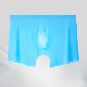 Cuecas Cuecas Masculinas Sexy Transparente Ultrafino Ice Silk Boxer Cueca Frontal Convexa Ver Através Mens