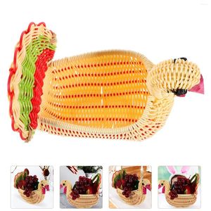 Conjuntos de louças cesta de frutas armazenamento bandeja de tecido forma de peru servindo pão doméstico imitação rattan recipiente organizador