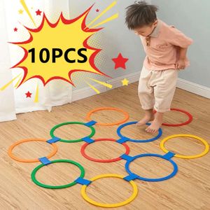 New New Outdoor Kids Funny Physical Training Sport Toys Lattice Jump Ring Set Game 10 Hoops 10 Connectors for Park Play Boys Girls