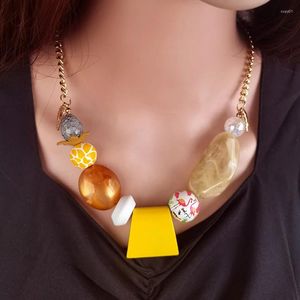 Ожерелья с подвесками, геометрическое деревянное ожерелье ручной работы из бисера, свитер-цепочка, женские вечерние украшения