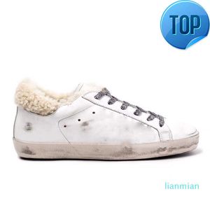 Goldenss Goeses Sapatos sujos Super Star Women Man Sneakers Shoe Plush Design lantejoulas clássicas brancas do ano antigo, sapatos casuais de recém-chegados