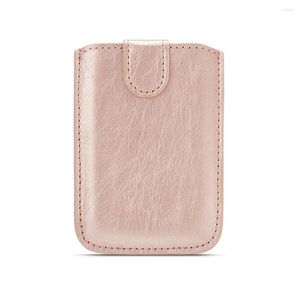 Korthållare unisex telefon tillbaka klistermärke Holder Bag Cards Organizer Pouch Shopping Stick-On Adhesive Wallet Multifunktionellt PU-läder