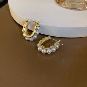 Brincos de aro Yamega u estilo pérola Earring coreano Drop Drop Designer Wedding for Women Declaração Jóias Acessórios