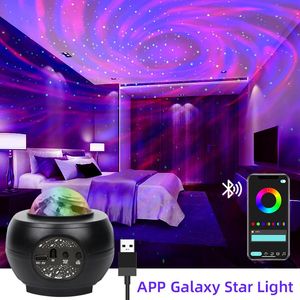 Oggetti decorativi Figurine HCWE LED Galaxy Proiettore di luce intelligente con raggio Bluetooth Comandi del telefono cellulare Notte Camera da letto Decorazione di nozze 231122