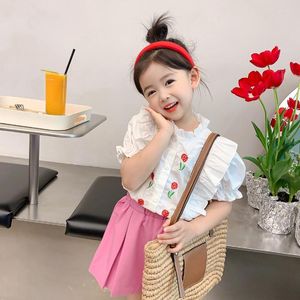 Conjuntos de roupas Girls Conjunto 2023 Summer bordado camisa de manga curta 2pcs Boutique Children Boutique 2-7y