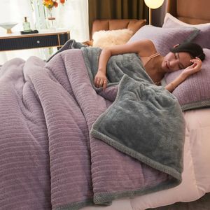Sängkläder sätter Coral Fleece Quilt -filt för säng 200x230 Vinter varm flanell termisk sängäcke lyxig dubbelsängbäddssätt kungstorlek 231122