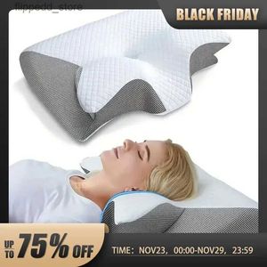 Massera nackkuddar Butterfly Sleep Memory Neck Pillow Slow Rebound Bekväm minneskum Sleep Pillow Cervical Orthopedic Neck Massage Bed Pillow Q231123