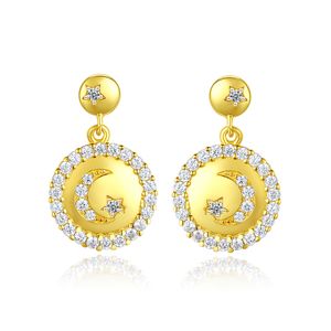 Luxury Dangle örhängen S925 Silver 3A Zircon Star Moon Earrings European American New Fashion Plated 18k Gold Women Earrings High End Jewelry Holiday Party Gift SPC