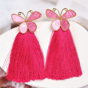 Kolczyki Dangle Big Fringed Butterfly Pendientes Exaggrated Long Tassel Thread Oświadczenie