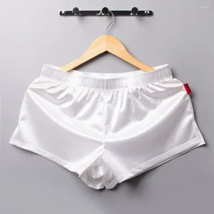 Cuecas masculinas cuecas arro calças de canto plano boxer shorts esportes seda suave pijama casa