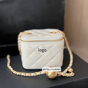 Nova Bolsa de Luxúria Bolsa de Bola Golden Cadeia de Diamante Bolsa de Couro Mini quadrado Bolsa de designer feminino