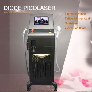 2 в 1 Picosecond Laser Diode Laser Hair Machine Многофункциональная лазерная машина 808 755 1064 Постоянные быстрые волосы Удалите тату