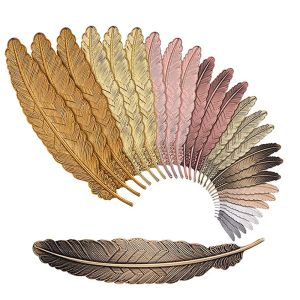 جملة DIY Metal Feather Lagmarks Document Label Golden Silver Rose Gold Gold Louff Office School Setcords