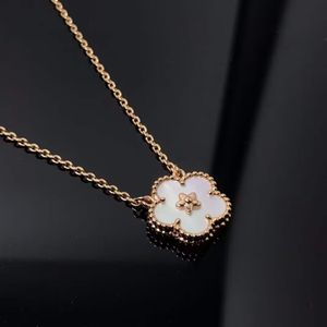 2023 Original flor de ameixa conjunto de jóias pingente colar colar pulseira elegante 18 K ouro rosa VC logotipo gravar corrente moda verão meninas mulheres jóias