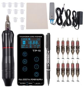 Kit completo di macchinetta per tatuaggi LCD Touch Screen Macchina per penne per tatuaggi con ago Set per tatuaggio sopracciglio Tatuatore Principiante T200609897662