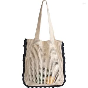 Borse da sera Donna Coreana Ins Trend Dolce lavorato a maglia Increspato Scava fuori Borsa tote con manico superiore 2023 Moda ragazza Casual Tessuto all'uncinetto Carino