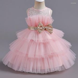 Kız elbise kız bebek prenses elbise tül kabarık 1. vaftiz doğum günü partisi balo pullular yay çocuk düğün akşam resmi