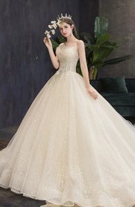 Vestido de casamento leve 2023 novo estilo arrastando noiva pequeno simples sem alças vestido de alta costura