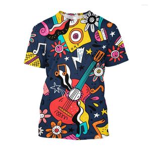 Męskie koszulki Jumeast 3D Music Guitar Print Hip Hop Shirt HARAJUKU Modne T-shirty dla mężczyzn estetycznych ubrania z kroplówki z lat 90.