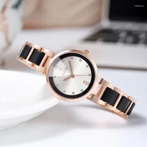 Orologi da polso Orologi al quarzo con disco in ceramica imitazione Orologi da donna di lusso automatici impermeabili Ladie piccola donna elegante