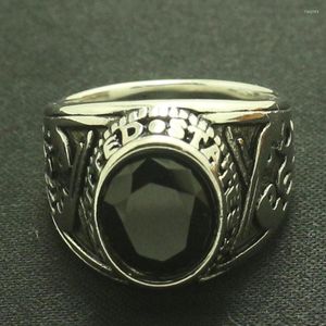 Cluster Ringe 304 Edelstahl Cooler klassischer US Navy Black Stone Ring