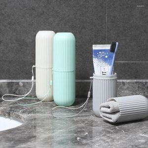 Conjunto acessório de banho viagem portátil escova de dentes copo banheiro titular caixa de armazenamento caixa organizador produtos de higiene pessoal criativo