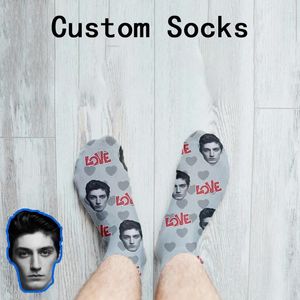 Women Socks Funny Mens Pets Custom DIY Logo Short Unisex Comfortable Warm 3D Print Customized Po Crew