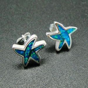 Stud Earrings Women's Earring Blue Fire Opal 925 Sterling Silver Fine Jewelry Starfish For Gift