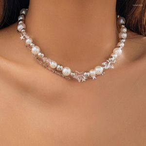 Choker Sweet Cool Star Imitation Pearl Beads Chain Elegant Korean Necklace For Women Women Fashion Party Harajuku Jewelry 2023