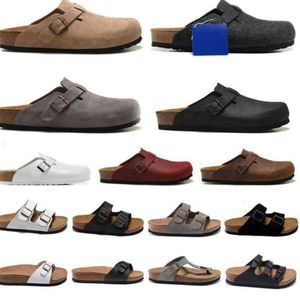 Designer Birkens Tocks Clogs Män kör sandaler Boston Autumn Winter unisex tofflor mjukt läder filt naturals hombres utomhus spännskor löpande design 398ess