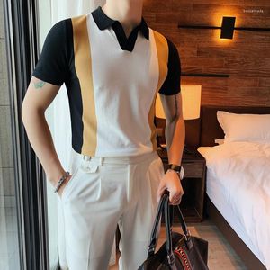 Men's T Shirts Summer Sportsman Short-sleeved Knitted Polo Shirt Hits The British Trend Of Self-cultivation Ice Silk T-shirt