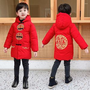 Abbigliamento etnico Bambino Anno Hanfu Maschio Rosso Tang Costume Ragazzo Stile cinese Inverno Celebrazione Festival Abito Cappotto di cotone caldo