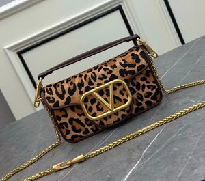Cowhide Chain Shoulder Bags Leopard Zebra Print Underarm Baguette Luxury Bag äkta läder Kvinnor Märke handväska mångsidig designer handkopplingar miniloco 2534